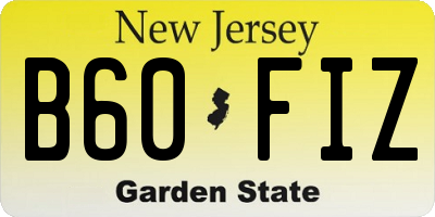 NJ license plate B60FIZ