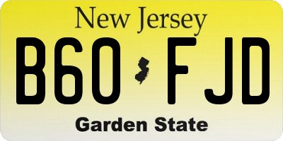NJ license plate B60FJD