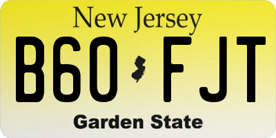 NJ license plate B60FJT