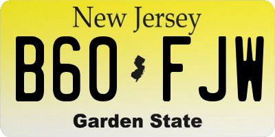 NJ license plate B60FJW