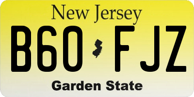 NJ license plate B60FJZ