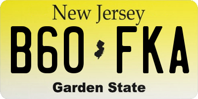 NJ license plate B60FKA