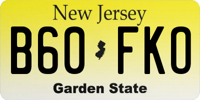 NJ license plate B60FKO