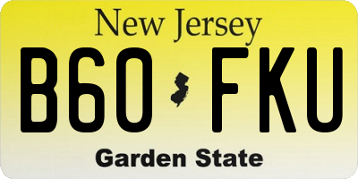 NJ license plate B60FKU