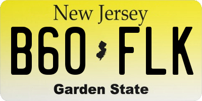 NJ license plate B60FLK
