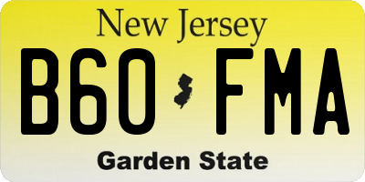 NJ license plate B60FMA
