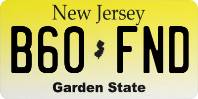NJ license plate B60FND