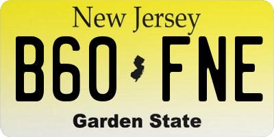 NJ license plate B60FNE
