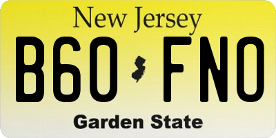 NJ license plate B60FNO