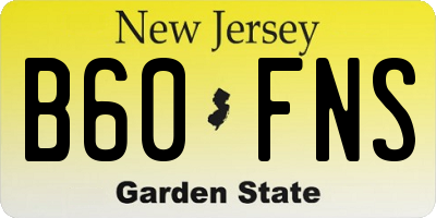 NJ license plate B60FNS