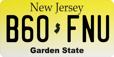 NJ license plate B60FNU
