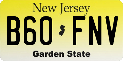 NJ license plate B60FNV