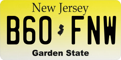 NJ license plate B60FNW