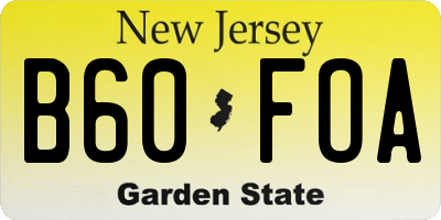 NJ license plate B60FOA