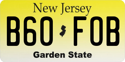 NJ license plate B60FOB