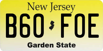 NJ license plate B60FOE