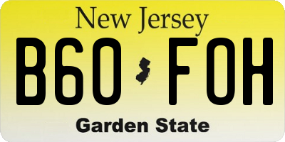 NJ license plate B60FOH
