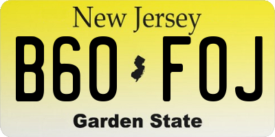 NJ license plate B60FOJ