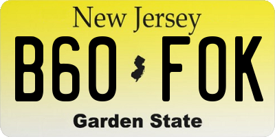 NJ license plate B60FOK