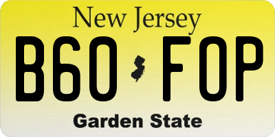 NJ license plate B60FOP