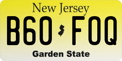 NJ license plate B60FOQ