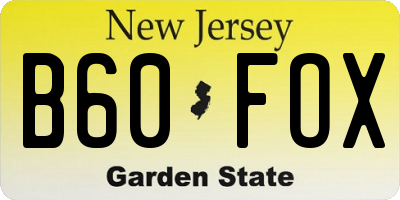 NJ license plate B60FOX