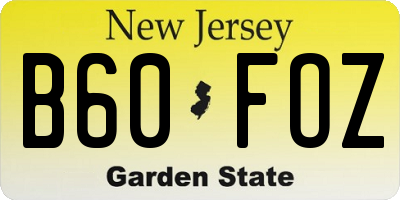 NJ license plate B60FOZ
