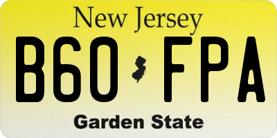 NJ license plate B60FPA