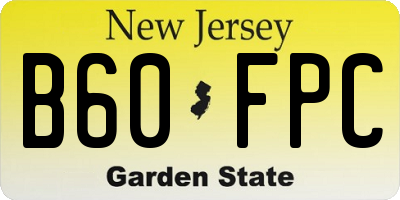 NJ license plate B60FPC
