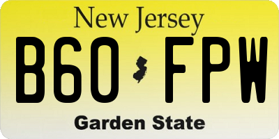 NJ license plate B60FPW