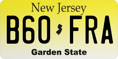 NJ license plate B60FRA