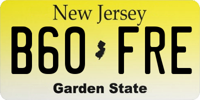 NJ license plate B60FRE