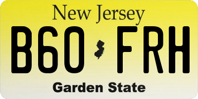 NJ license plate B60FRH