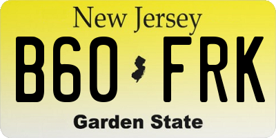 NJ license plate B60FRK