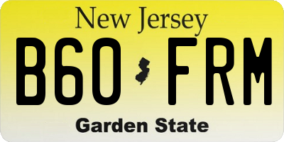 NJ license plate B60FRM