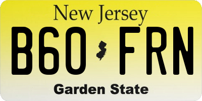 NJ license plate B60FRN