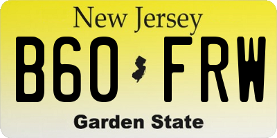 NJ license plate B60FRW