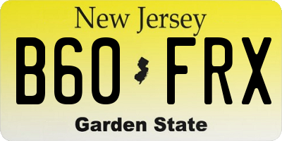 NJ license plate B60FRX