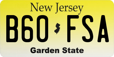 NJ license plate B60FSA