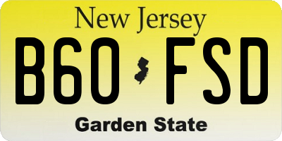 NJ license plate B60FSD