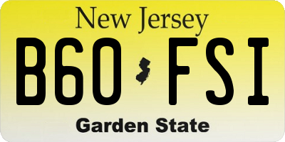 NJ license plate B60FSI