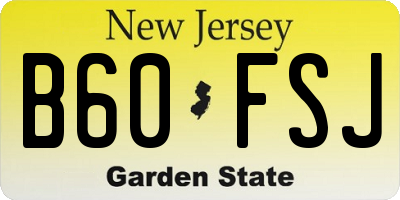 NJ license plate B60FSJ