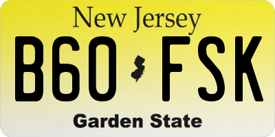 NJ license plate B60FSK