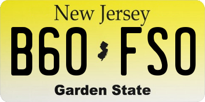 NJ license plate B60FSO
