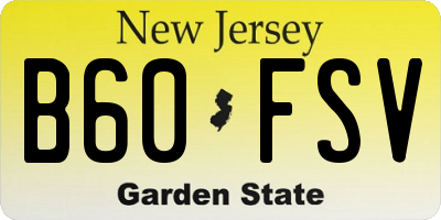 NJ license plate B60FSV