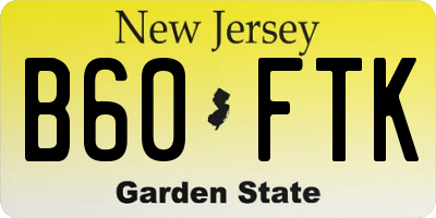 NJ license plate B60FTK