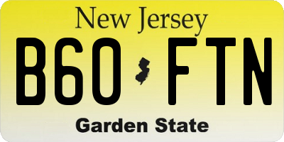 NJ license plate B60FTN
