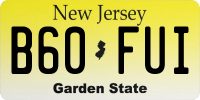 NJ license plate B60FUI