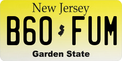 NJ license plate B60FUM