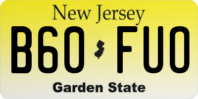 NJ license plate B60FUO
